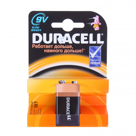 Элемент питания КРОНА: 6LR61-BC1 ALKALINE 9V DURACELL /1/10/30