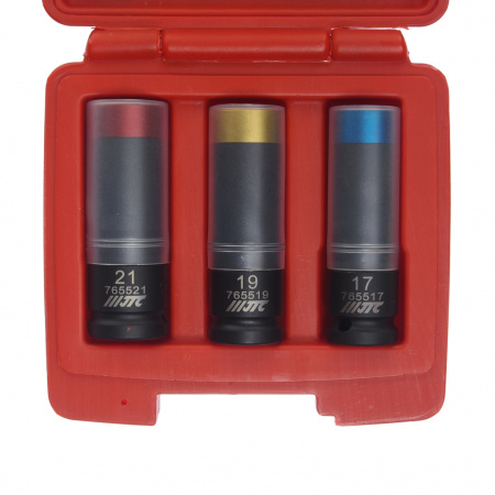 JTC Набор головок ударных для литых дисков 17-19-21мм L=85мм 3 предмета в кейсе JTC