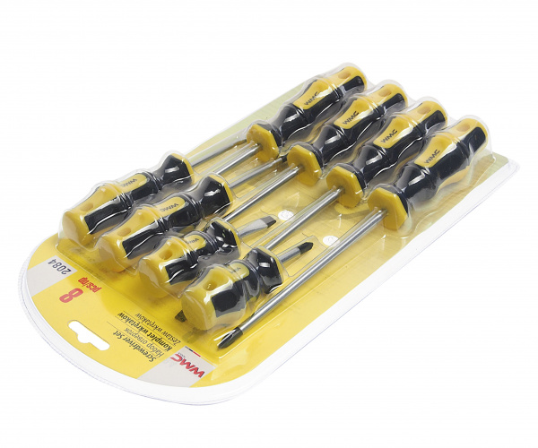 Набор отверток WMC-2084: 8пр.(SL:5х75мм,6х100мм,6х150мм,6х38мм;PH:1х75мм,2х100мм,2х150мм,2х38мм),в блистере WMC TOOLS /1 Набор отверток WMC-2084: 8пр.(SL:5х75мм,6х100мм,6х150мм,6х38мм;PH:1х75мм,2х100мм,2х150мм,2х38мм),в блистере WMC TOOLS /1