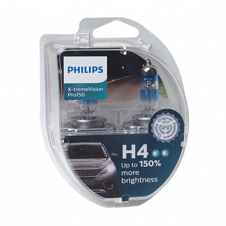 Автолампа H4 (60/55) P43t-38+150% X-tremeVision Pro150 (2шт) 12V PHILIPS /1/5