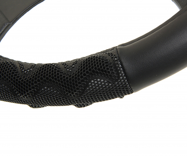 Оплетка руля AP-1948BK/GY (M) экокожа AUTOPROFI /1/20