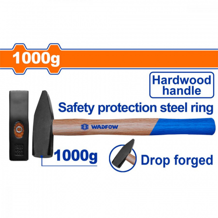 Молоток 1000 гр деревянная ручка WADFOW WMB1310