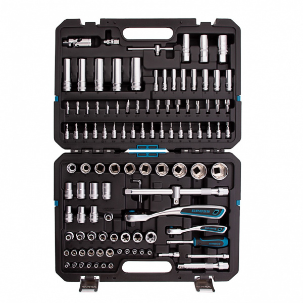 Набор инструментов, 1/4", 1/2", CrV, 120 зубьев, 109 предметов Gross Набор инструментов, 1/4", 1/2", CrV, 120 зубьев, 109 предметов Gross