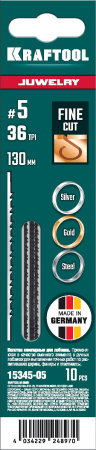 KRAFTOOL №5, 130 мм, 10 шт, полотна ювелирные для лобзика (15345-05)