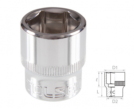 Головка торцевая стандартная шестигранная 3/8", 17 мм TOLSEN TT16317