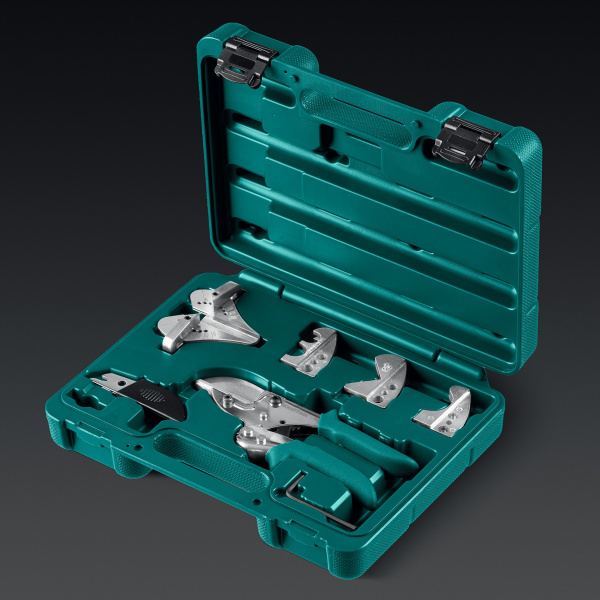 KRAFTOOL MC-12, для различных профилей из пластика и резины, с набором сменных губок, угловые ножницы (23372-12)