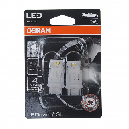Автолампа P27/7W (W2.5x16q) LED  (блистер, 2шт) 6000К 12V OSRAM /10
