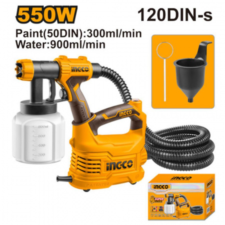 Краскопульт электрический INGCO 550Вт, емкость 0,8л, макс вяз. 50 DIN (4) SPG5008 INDUSTRIAL