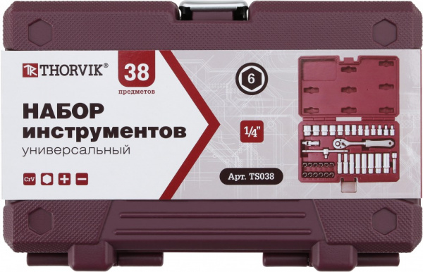 TS038 Набор инструмента 1/4"DR, 38 предметов TS038 Набор инструмента 1/4"DR, 38 предметов