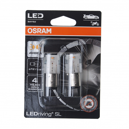 Автолампа P21/5W (BAY15d) LED (блистер, 2шт) YELLOW 12V OSRAM 1/10