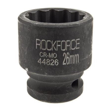 Головка торцевая 26мм 1/2" 12-гранная ударная L=43мм ROCKFORCE RF-44826 /1/150
