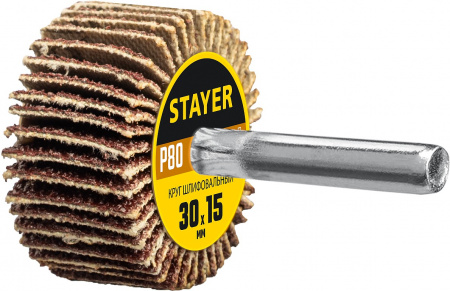 STAYER d 30 x 15 мм, P80, на шпильке d 6 мм, Круг шлифовальный лепестковый (36606-080)