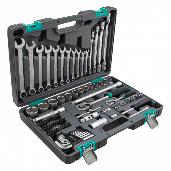 Набор инструментов, 1/2", 1/4", CrV, пластиковый кейс 88 предметов Stels Набор инструментов, 1/2", 1/4", CrV, пластиковый кейс 88 предметов Stels