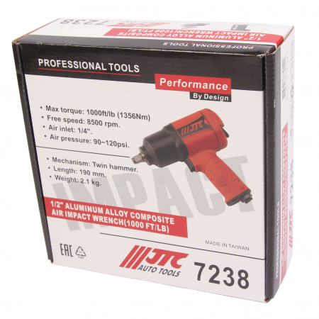 JTC Гайковерт пневматический 1/2" 1356Нм 8500об/мин. 90-120PSI JTC