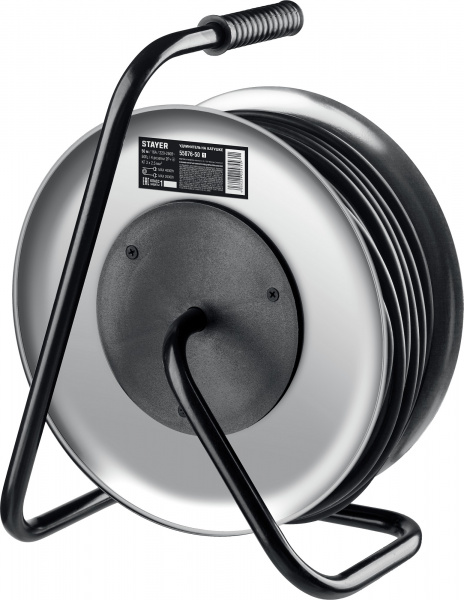 STAYER PRO-325, КГ, 3 х 2.5 мм2, 50 м, 4000 Вт, IP44, силовой удлинитель на стальной катушке (55076-50)