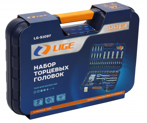 Набор торцевых головок 1/2"&1/4" 6-гранный 97пр., в кейсе LG-S1097 LIGE /1/3 NEW Набор торцевых головок 1/2"&1/4" 6-гранный 97пр., в кейсе LG-S1097 LIGE /1/3 NEW