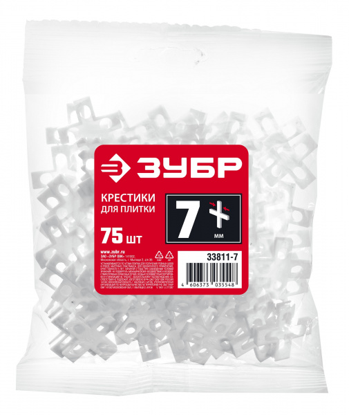 ЗУБР 7 мм, 75 шт, крестики для плитки (33811-7)