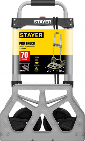 STAYER PROTruck, до 70кг, каркас и платформа из алюминия, платформа 39х28см, колеса d13 см, вес 3.0кг, складная хозяйственная тележка (38755-70)