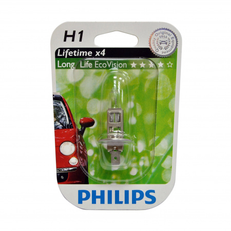 Автолампа H1 (55) P14.5s LongLife EcoVision (блистер) 12V PHILIPS /1/10