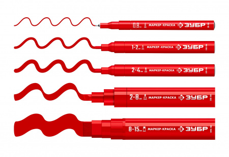 ЗУБР МК-800 красный, 2-8 мм клиновидный маркер-краска (06327-3)