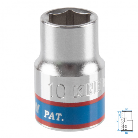 Головка торцевая стандартная шестигранная 3/8", 10 мм KING TONY 333510M