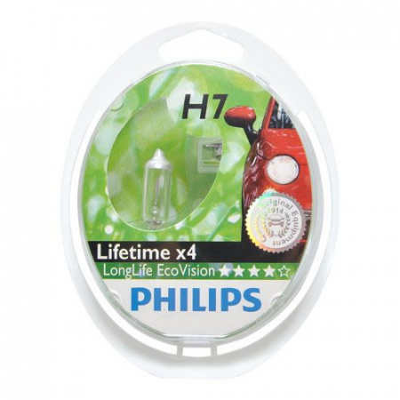 Автолампа H7 (55) PX26d LongLife EcoVision (2шт) 12V PHILIPS /1/5