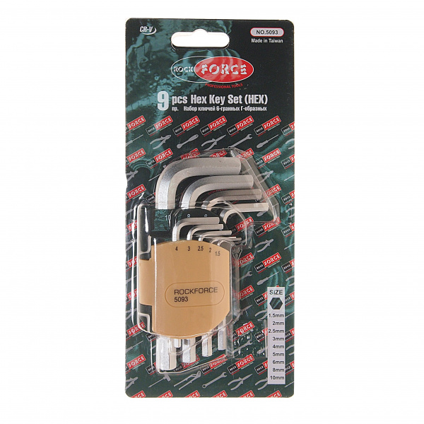 Набор ключей шестигранных RF-5093: 1.5-10мм 9пр. ROCKFORCE /1/25/50 Набор ключей шестигранных RF-5093: 1.5-10мм 9пр. ROCKFORCE /1/25/50