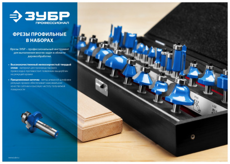 ЗУБР 30 шт, набор профильных фрез по дереву, Профессионал (28796-H30)