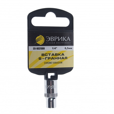 Головка торцевая  6.5мм 1/4" 6-гранная L=30мм (с держателем) ЭВРИКА ER-90206H /1/24