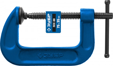 ЗУБР ПСС-80, 75 мм,чугунная струбцина тип С (G-образная), Профессионал (32245-075)