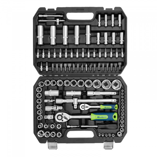 Набор инструментов, 1/2", 1/4", 108 предметов// Сибртех Набор инструментов, 1/2", 1/4", 108 предметов// Сибртех