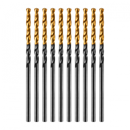 Сверло по металлу, 2 мм, HSS-Tin, Golden Tip, 10 шт. Denzel