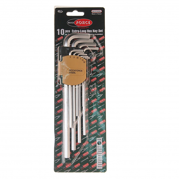 Набор ключей шестигранных RF-5102XL: экстрадлинных 1.27-10мм 10пр. ROCKFORCE /1/10/50 Набор ключей шестигранных RF-5102XL: экстрадлинных 1.27-10мм 10пр. ROCKFORCE /1/10/50