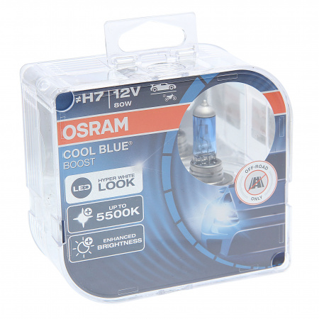 Автолампа H7 (80) PX26d COOL BLUE BOOST до 5500K (евробокс, 2шт) 12V OSRAM /1/10
