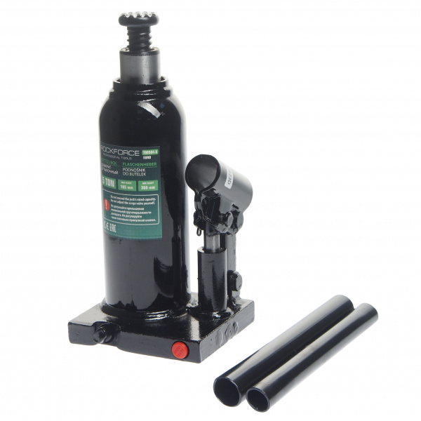 Домкрат гидравлический RF-T90504S-EURO бутылочный с клапаном 5т (выс.подъема 185-360мм) в кейсе ROCKFORCE /1/4