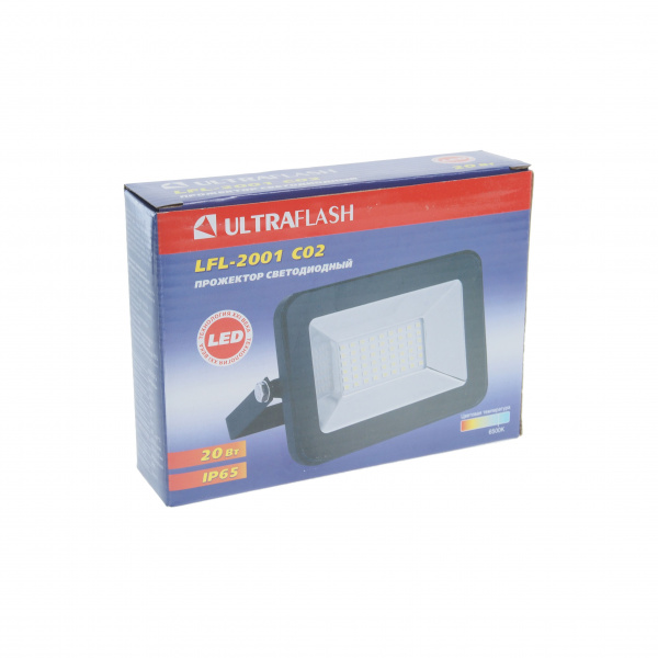 Прожектор UF-FL2001 LED SMD BLACK 20W 6500K 130х85мм 220V ULTRA FLASH /1/30