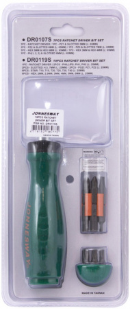 DR0119S Рукоятка отверточная трещоточная в наборе с битами, 19 предметов