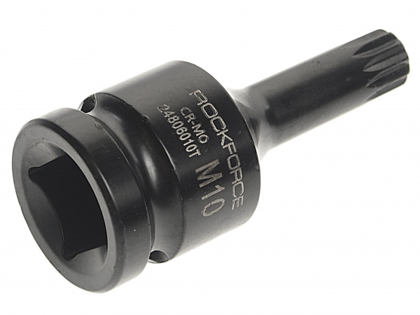 Головка-бита SPLINE ударная  1/2", M10 с отверстием ROCKFORCE RF-24806010T /1/10/300