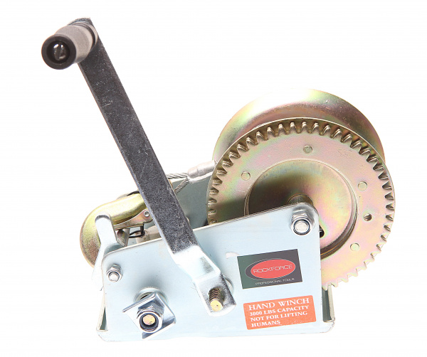 Лебедка RF-TRT1301C ручная барабанная двухскоростная, 1300кг(стальной трос, диаметр троса-5мм, длина троса-10м ) ROCKFORCE /1