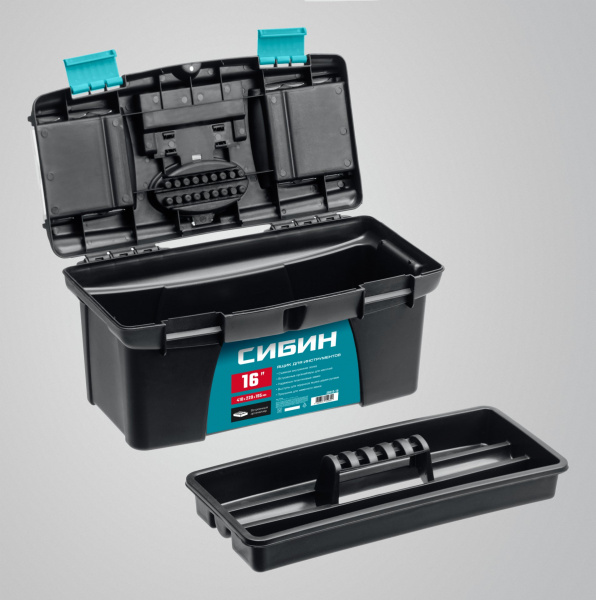 СИБИН 410 х 220 х 195 мм, (16″), Пластиковый ящик для инструментов (38010-16)