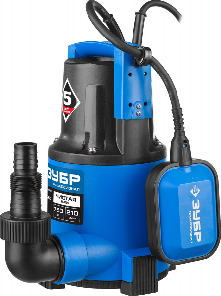 ЗУБР 750 Вт, дренажный насос с минимальным уровнем откачки, Профессионал (НПЧ-Т3-750)