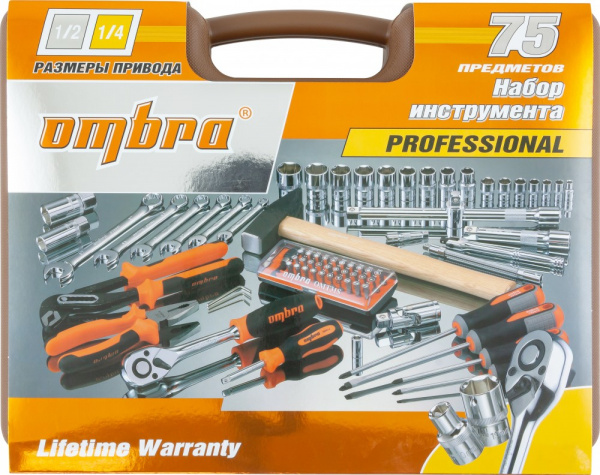 OMT75S Набор инструмента универсальный 1/4", 1/2"DR, 75 предметов OMT75S Набор инструмента универсальный 1/4", 1/2"DR, 75 предметов