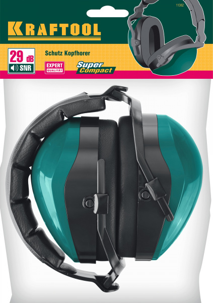 KRAFTOOL PROFI защита до 109 дБ, шарнирное крепление чашек, защитные наушники со складным мягким оголовьем (11362)