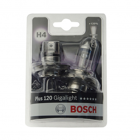 Автолампа H4 (60/55) P43t+120%  GIGALIGHT PLUS 120 (блистер, 2шт)  12V BOSCH /1