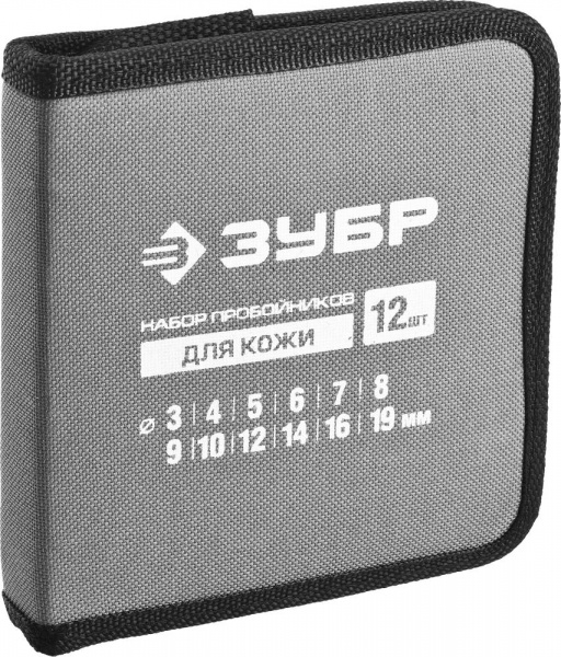 ЗУБР для кожи, 3 - 19 мм, 12 шт, набор пробойников (22949-H12) ЗУБР для кожи, 3 - 19 мм, 12 шт, набор пробойников (22949-H12)