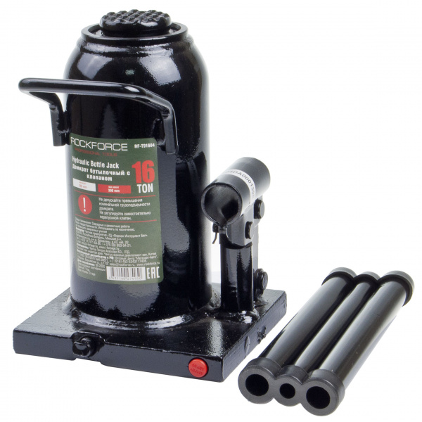 Домкрат гидравлический RF-T91604 бутылочный с клапаном 16т (выс.подъема 205-390мм) ROCKFORCE /1/2