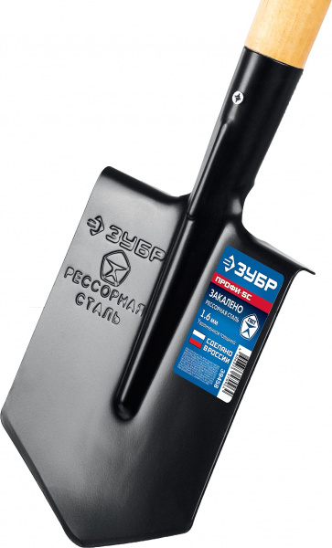 ЗУБР ПРОФИ-5С, 150х185х510мм, полотно рессорная сталь 1.6мм закалено, дерев. черенок высш. сорт, туристическая лопата, ПРОФЕССИОНАЛ (39458)