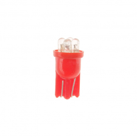 Автолампа T10W (W2,1x9,5d) 4 LED RED 20лм 12V MEGAPOWER /10 /100 OLD
