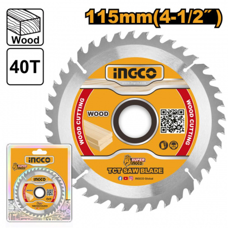Диск пильный для УШМ по дереву 115*22*16, 48Т INGCO TSB111555 INDUSTRIAL (УШМ)