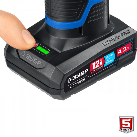 ЗУБР 12 В, 40 Н·м, 2 АКБ тип Т7 (4 А·ч), дрель-шуруповерт, сумка, Профессионал (DL-121-42)
